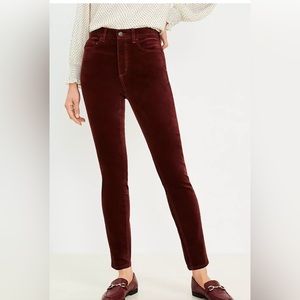 Loft Velvet Skinny Pants- burgundy